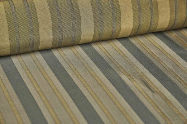 Reversible Stripe Brocade - Golden, Green and Grey fabric