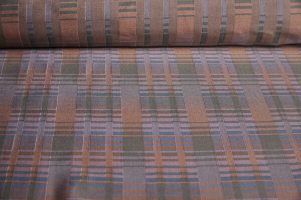 Reversible Stripe Brocade - Coral, Blue and Green fabric