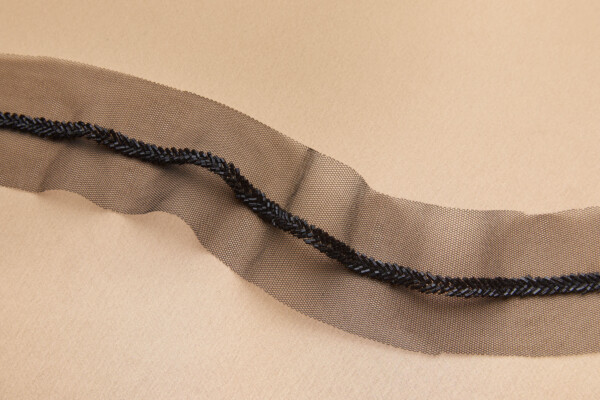 Beaded Micro Trim - Herringbone - Black