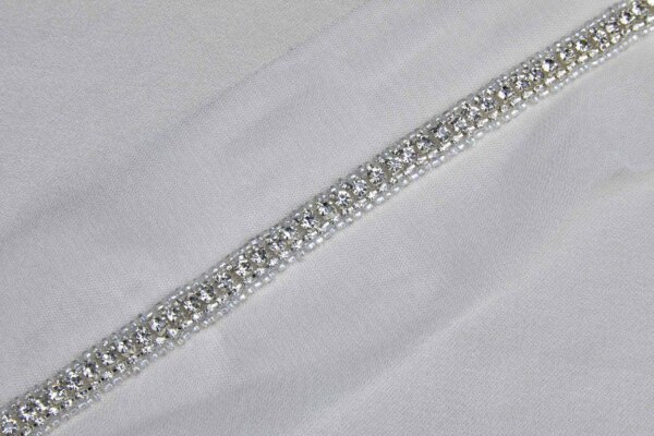 Clear Seed Beads and Diamante Trim in Silver