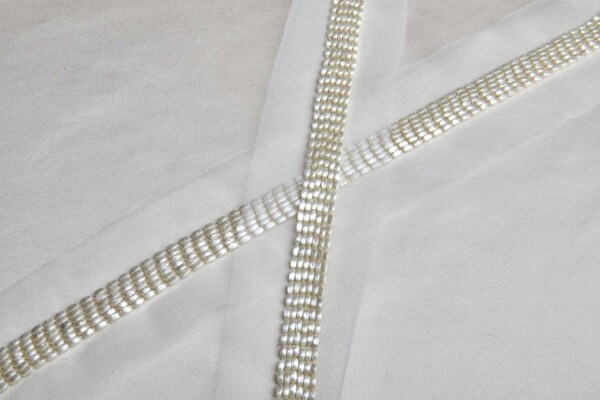 Cream Rectangular Pearl Trim