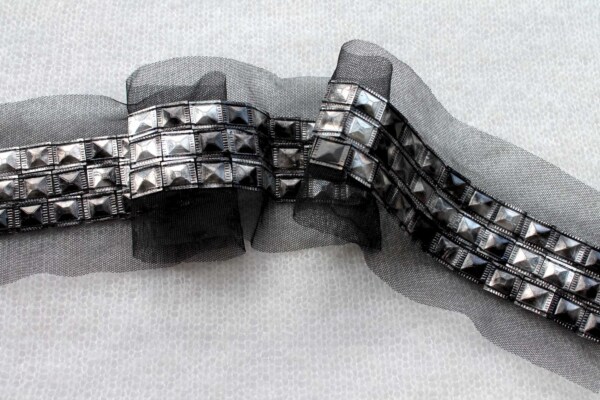 Stud Sequin Trim - Gunmetal - Triple