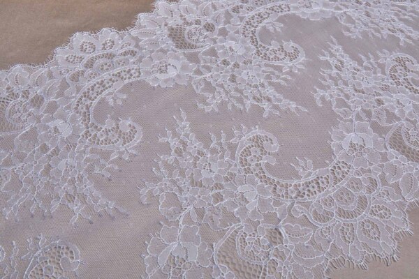 Chantilly Lace Trim - White - Double Scallop