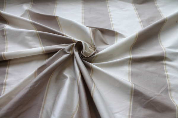 Wide Striped Silk Dupion in Off White and Ecru with Pale Gold fabric