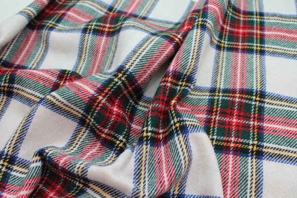 Wool Tartan - Off White, Red, Blue, Green fabric