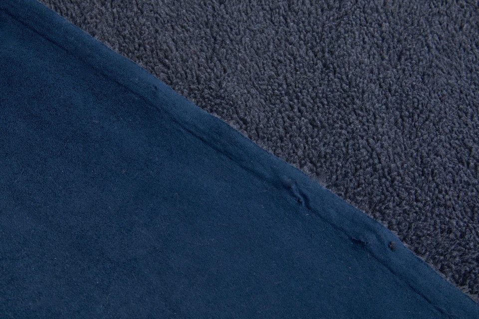 Faux Fur Backed Suedette - Charcoal Grey on Navy