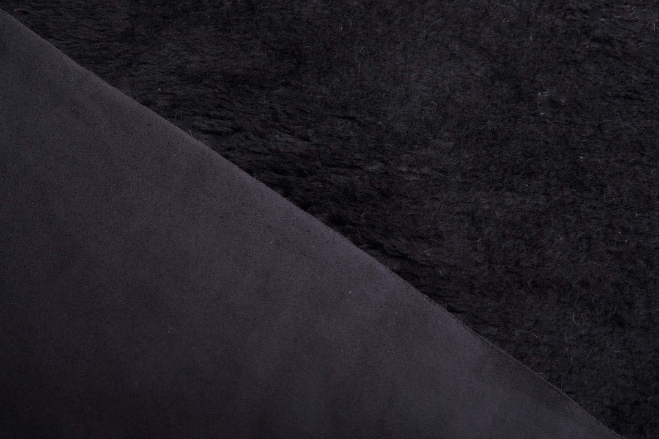 LIMITED STOCK - Faux Fur Backed Suedette - Black on Black