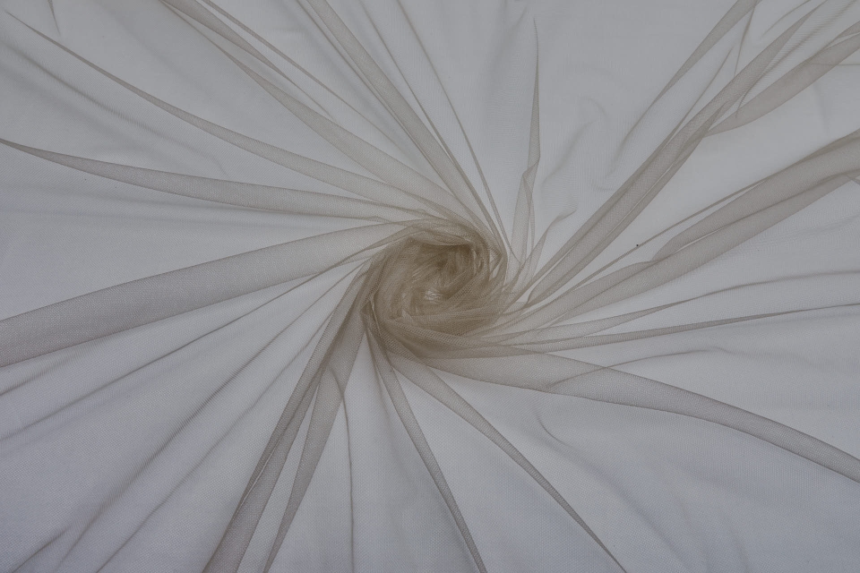 Khaki Illusion Tulle - Non Stretch