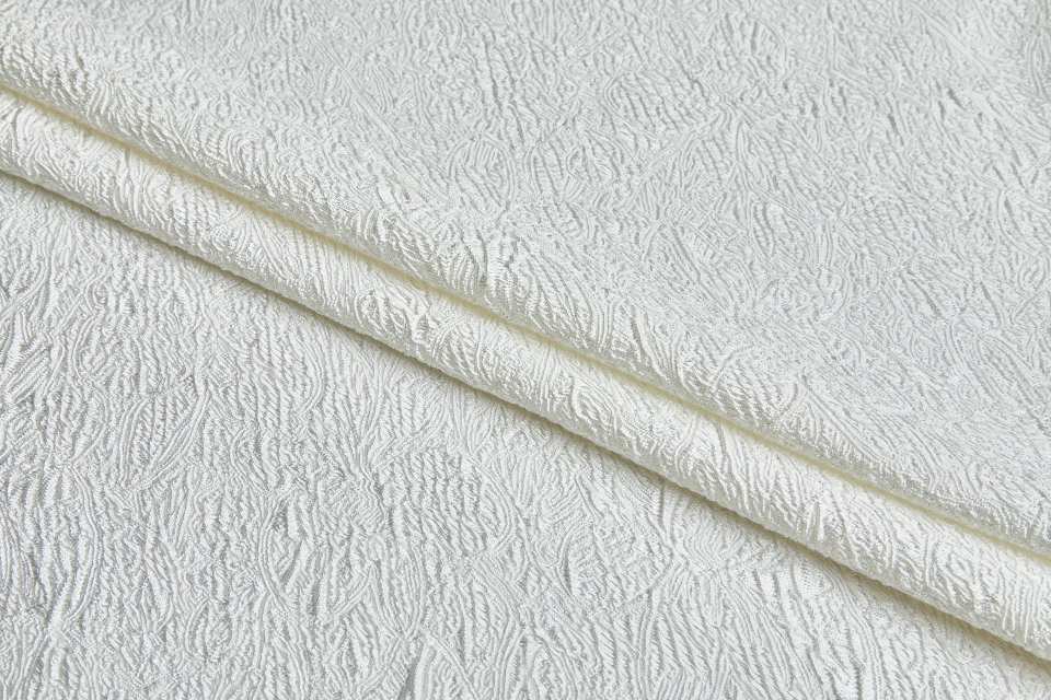 Abstract Floral Stretch Textured Jacquard - Vintage Ivory