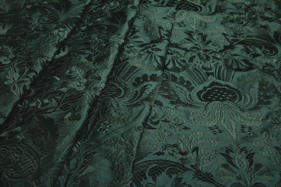 OUT OF STOCK - Heavy Jacquard Style Embroidery - Dark Green - 135 cm