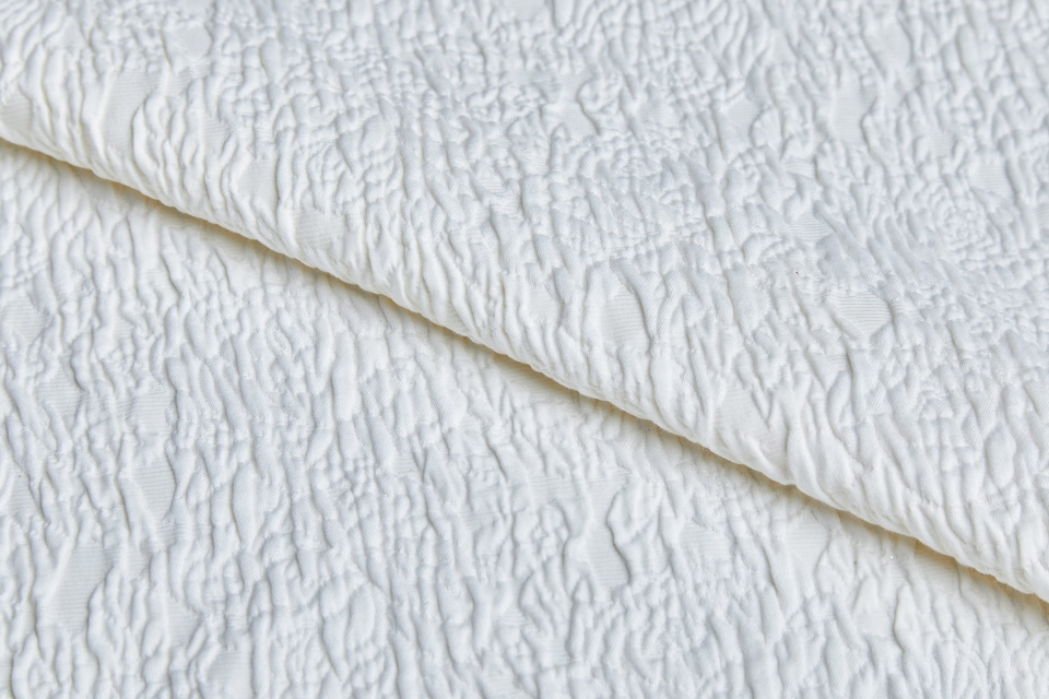 Quilted Effect Floral Jacquard - Off White