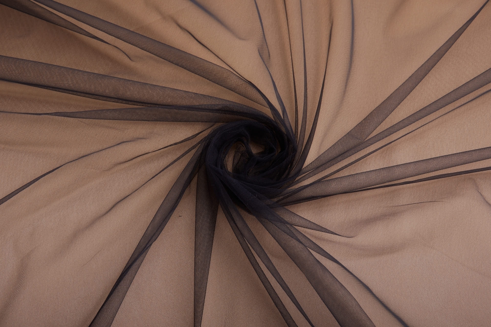 Super Sheer Fine "Invisible" Tulle - Black Non stretch