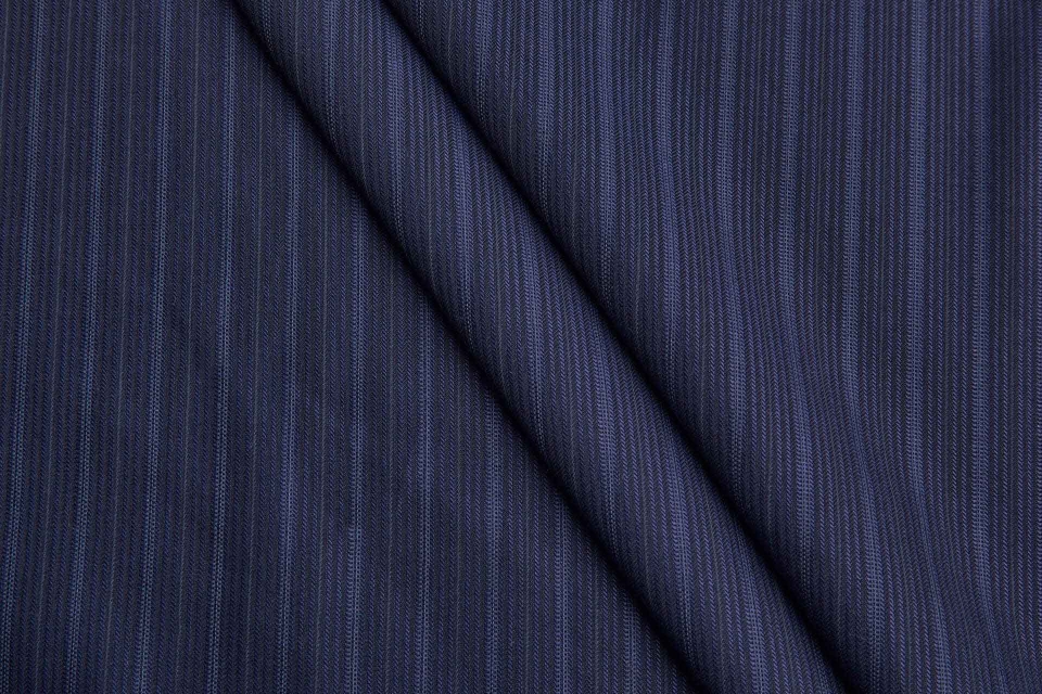 Fine Wool Suiting - Navy Self Stripe