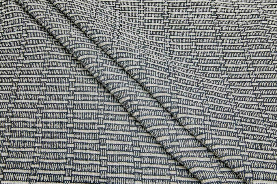 Hand Woven Cotton Pattern - Ink / Ecru