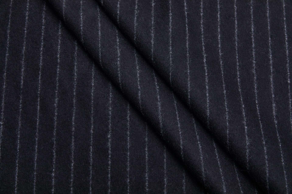 Medium Wool Flannel Suiting - Charcoal with Grey Chalkstripe