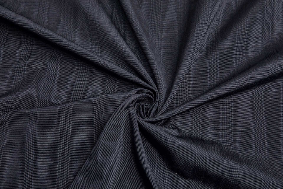 French Acetate and Cotton Moire Grosgrain - Black