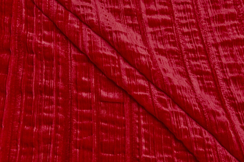 Crushed Viscose Velvet - Red