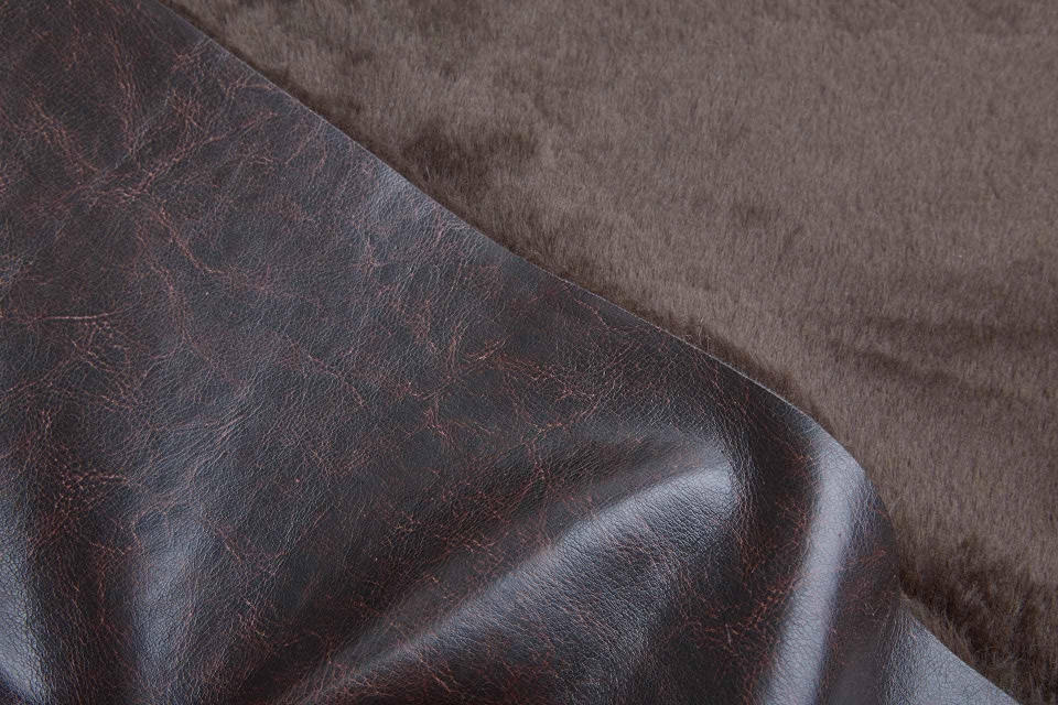 Faux Fur Backed Leatherette - Brown