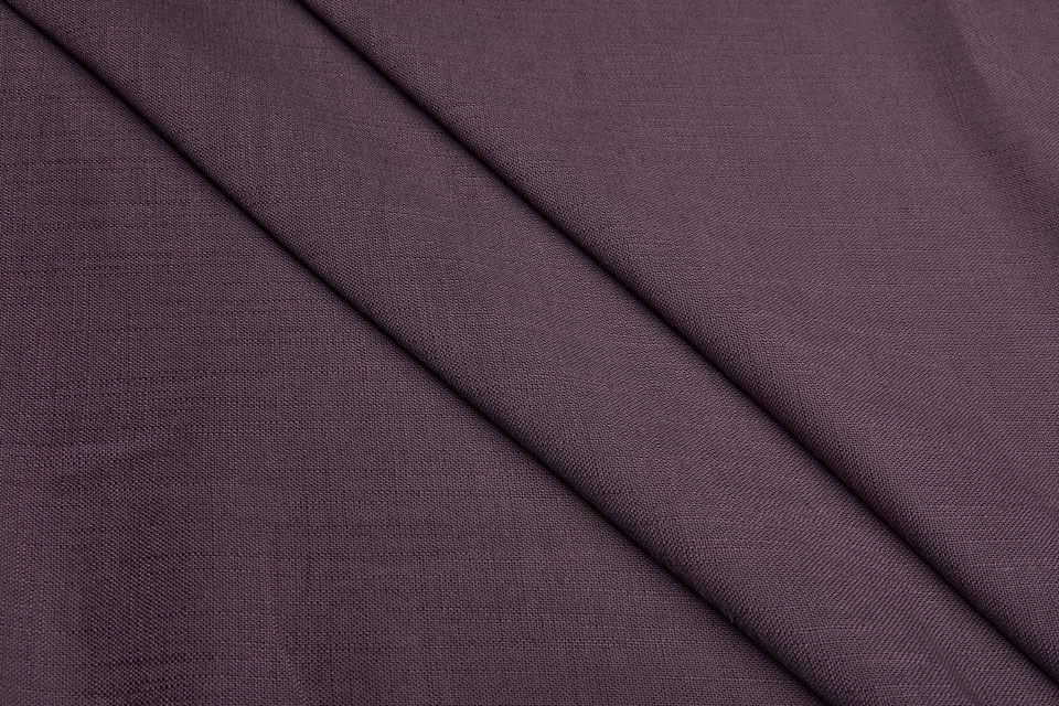 Dark Aubergine Linen Look Fabric