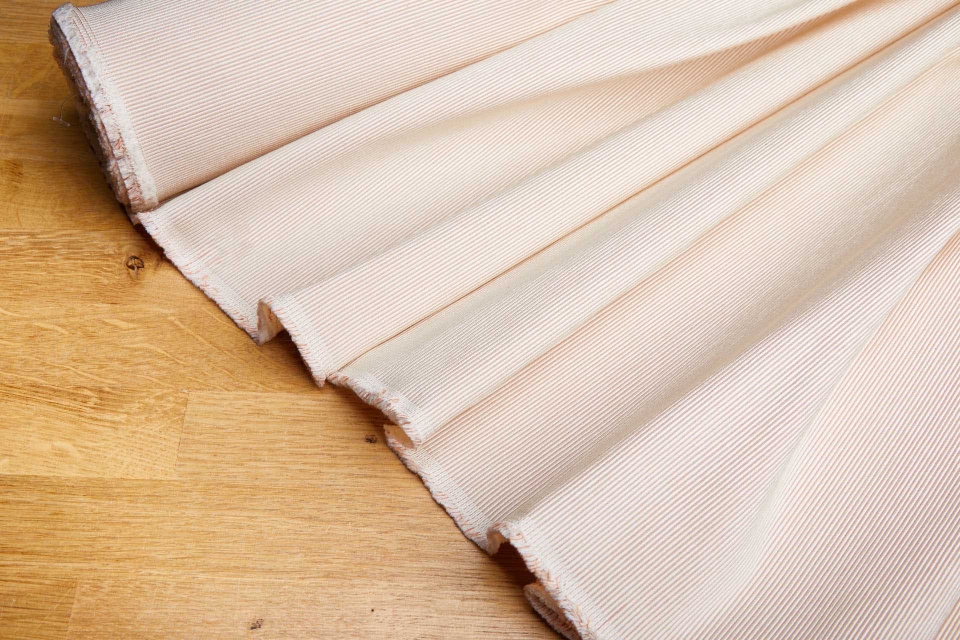 Cream and Pale Rust Silk Cotton "Grosgrain"