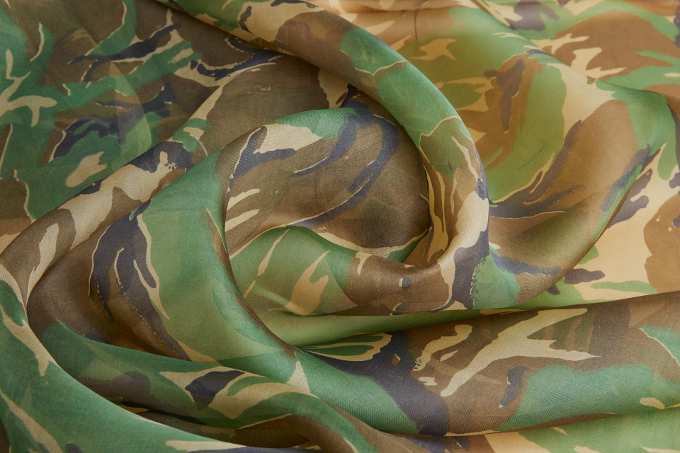 Camouflage Print Silk Organza