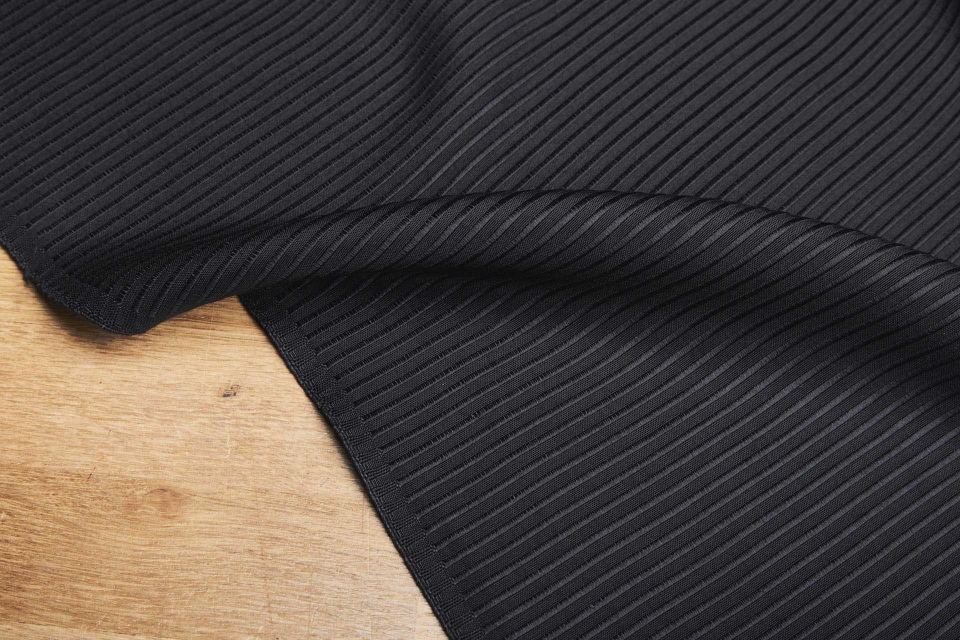 Vintage Wide Rib Ottoman - Black