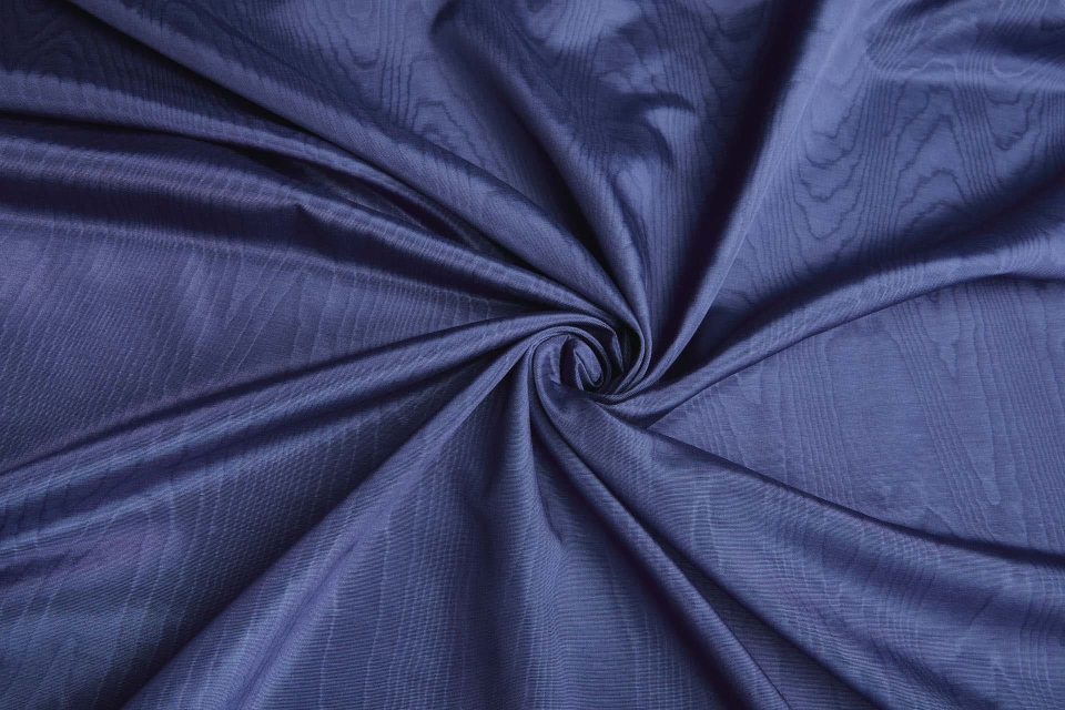 Cotton Acetate Moiré Taffeta - Dark Cerulean Blue