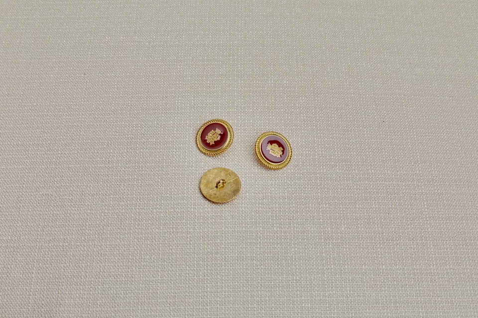 Set of 3 Vintage Military Button - Red 2.5cm