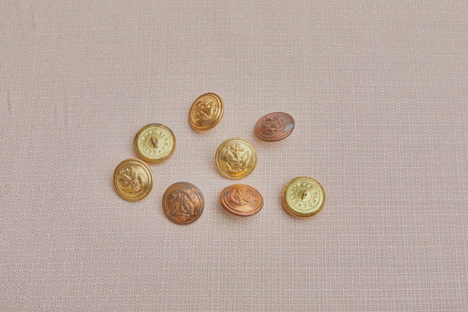 Set of Assorted Vintage Used Bronze Sailor Uniform Buttons