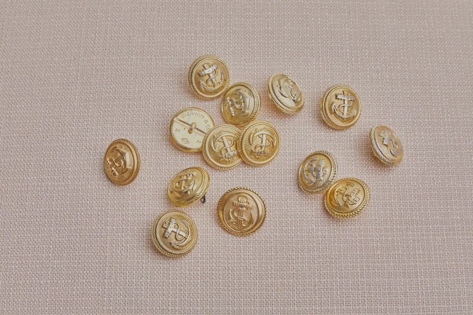 Vintage Gold Metal Uniform Button