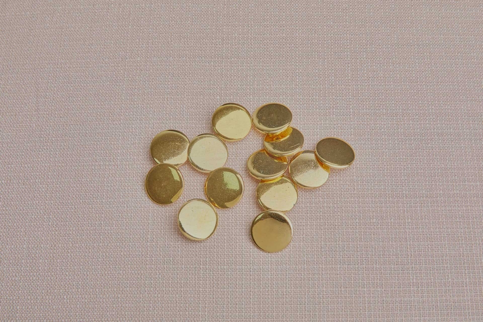Plain Round Bright Gold Plastic Shank Button