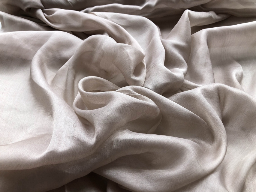 BACK IN STOCK - Silk Metallic Chiffon - Oyster/Silver