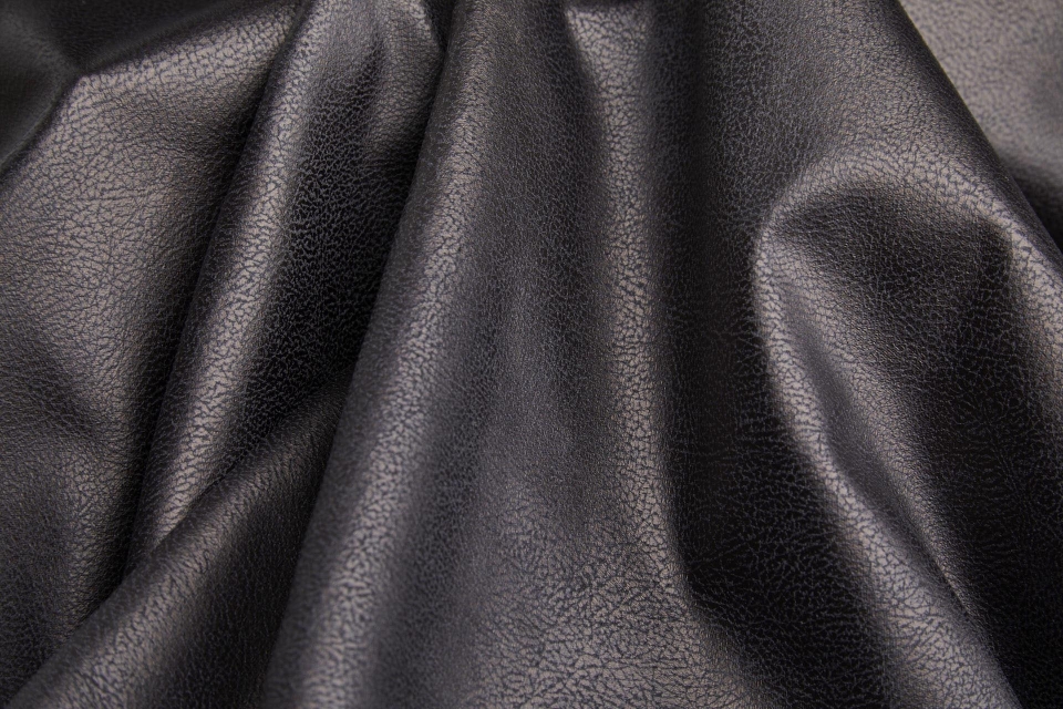 Soft Drapy Metallic Leather Look - Inky Brown Black