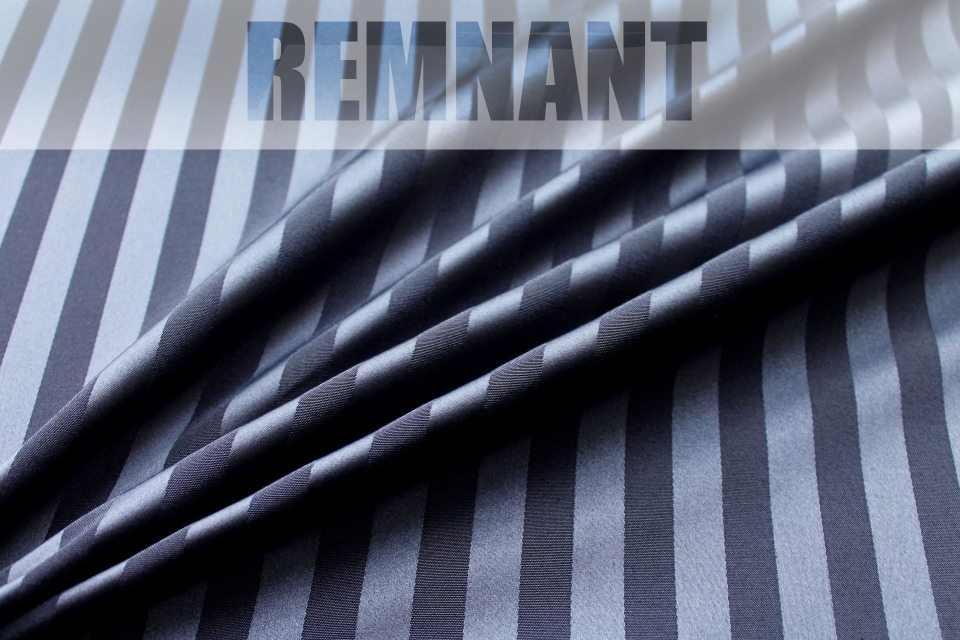 REMNANT - Navy / French Navy Satin Stripe Brocade - 1.2m Piece